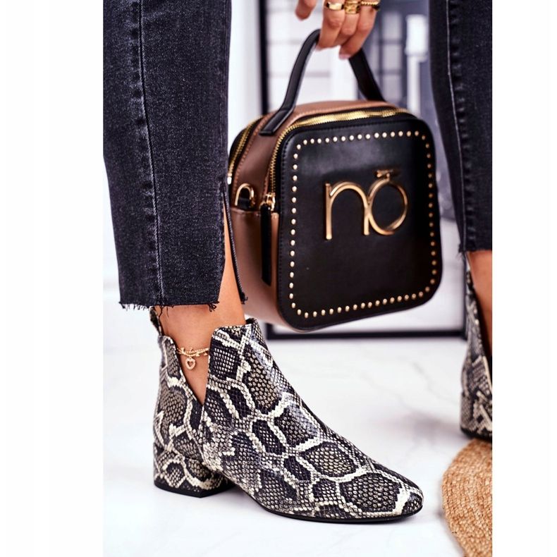 PV3 Ženske čizme s izrezima, kožni Visconi 2625804 siva 2