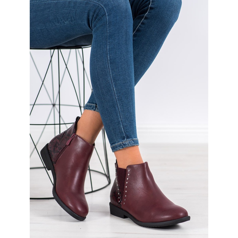 Small Swan Burgundy Snake Print čizme crvena 1