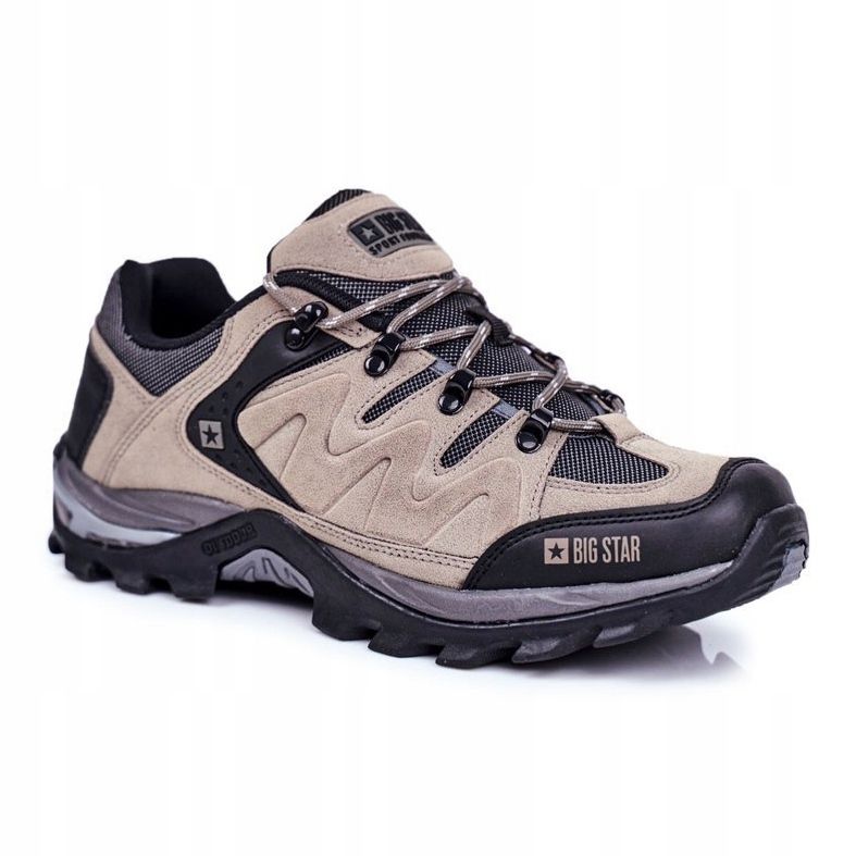 Muške cipele za treking Big Star Outdoor GG174281 bež crna siva 1