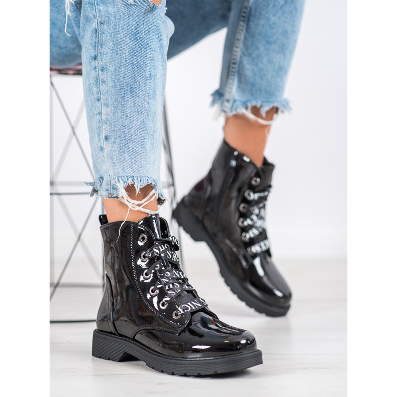 VINCEZA lakirani radnici crno 2