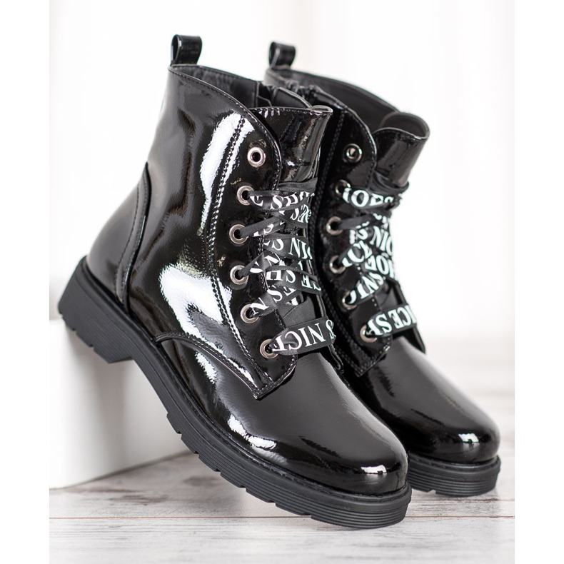 VINCEZA lakirani radnici crno 1