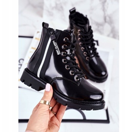 Vinceza Dječje čizme tople s patentnim zatvaračem, lakiranim crnim sokolom crna 1