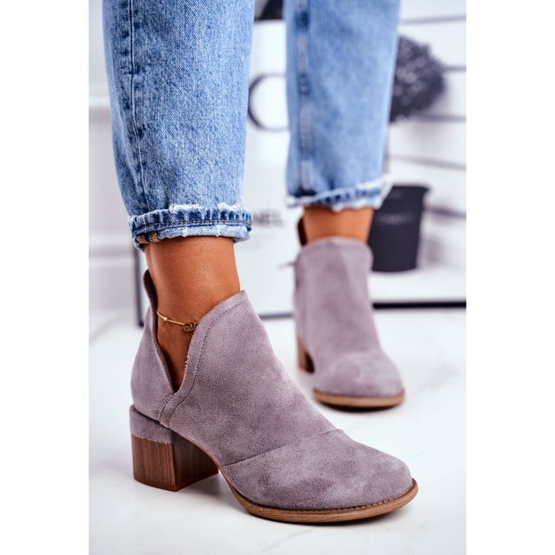 Ženske čizme na visoku petu izrezale su sive mini meliore siva 2