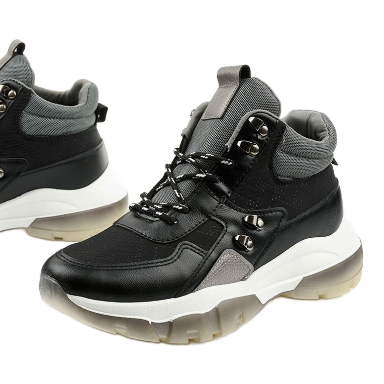 Crne moderne sportske tenisice od eko kože Donatella crno siva 1