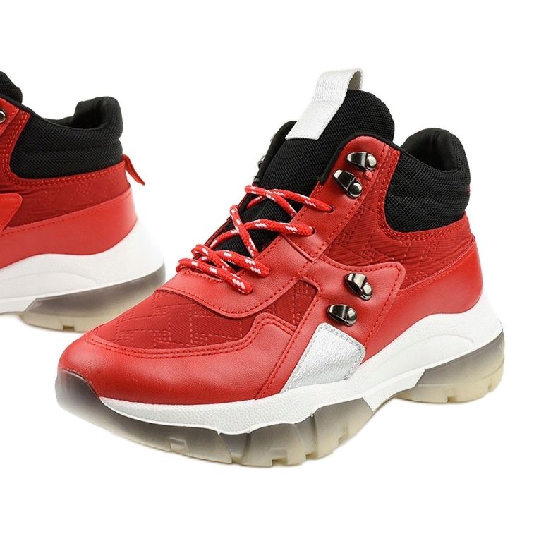 Modne crvene sportske tenisice od eko kože Donatella crna crvena 1