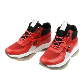 Modne crvene sportske tenisice od eko kože Donatella crno crvena 2