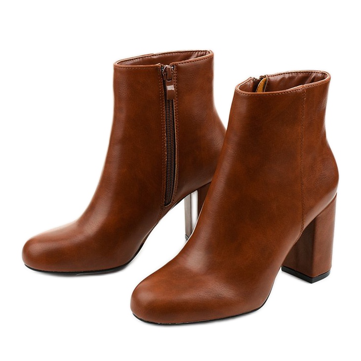 Smeđe čizme na stupu od eko kože Gawler smeđa 2