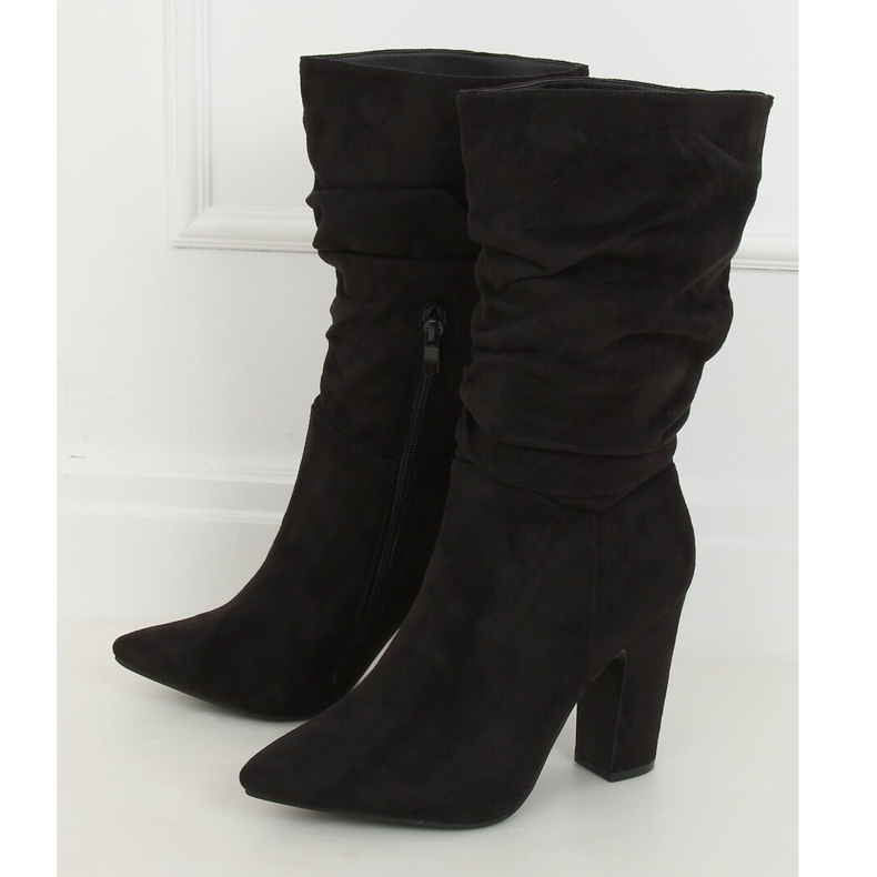 Crne čizme s visokim potpeticama D7510 Crna crno 1