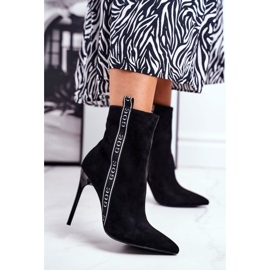 GOE Ženske čizme na antilop visokoj peti crne GG2N3005 crno 2