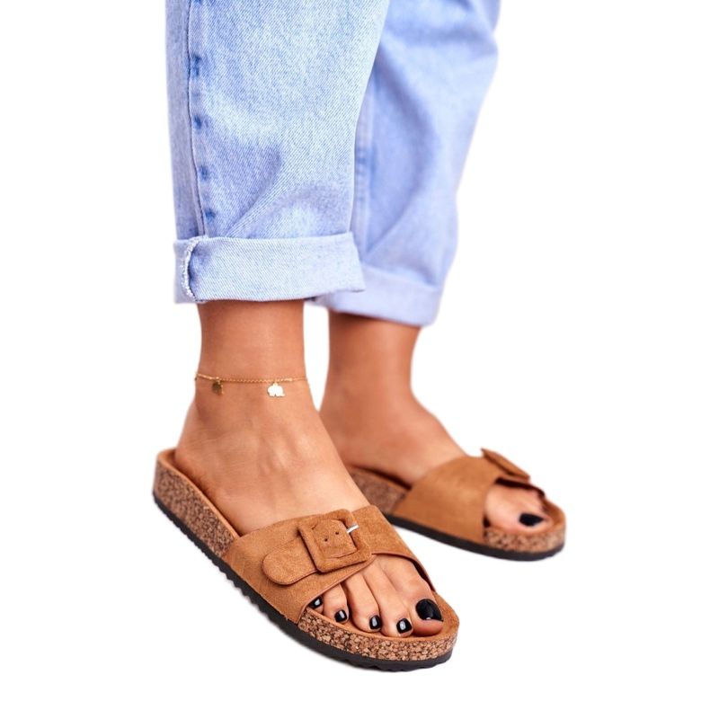 BUGO Ženske smeđe papuče, kopča, podesiva Rosaline smeđa 1