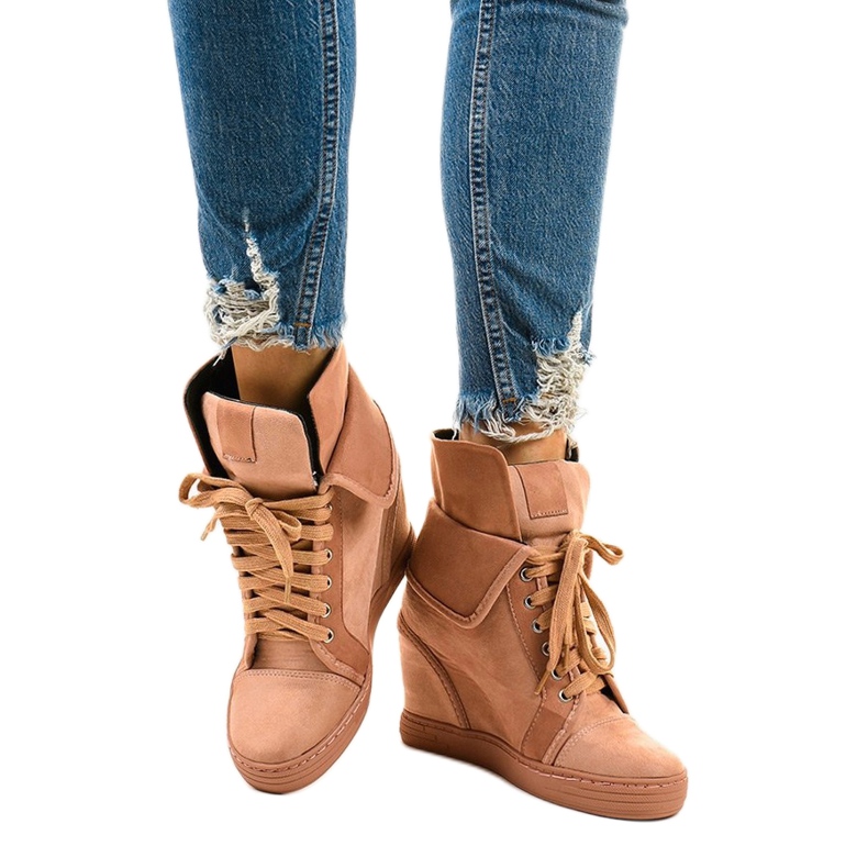 Ružičaste tenisice s klinovima na vezanje B12-22 ružičasta 1