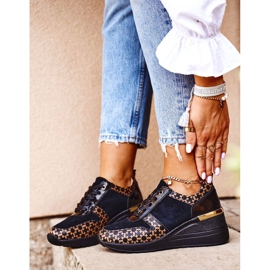 S.Barski Ženske sportske cipele Tenisice Kožne Crne Metronus bež crno zlatna 1