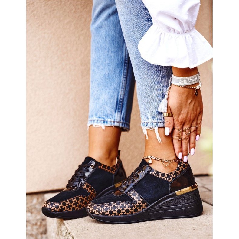 S.Barski Ženske sportske cipele Tenisice Kožne Crne Metronus bež crno zlatna 1