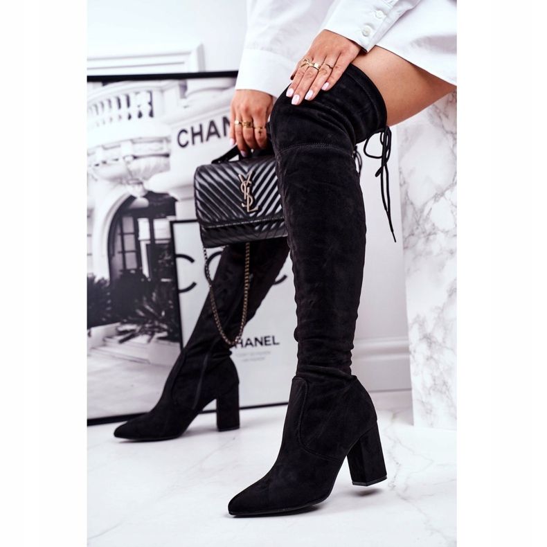 S.Barski Ženske čizme na petu, antilop, crna Milwa 1