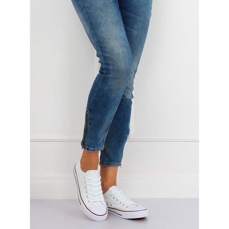 Bijele klasične ženske tenisice JD05P BIJELO / CRVENE bijela 1