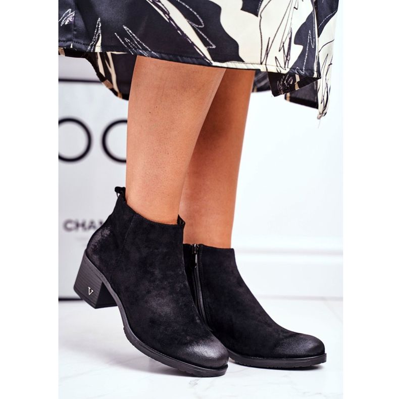 Vinceza Ženske čizme na petu, antilop, crne Volares crno 2