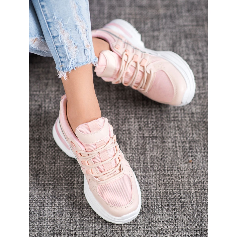 SHELOVET Modne sportske cipele na platformi ružičasta 1