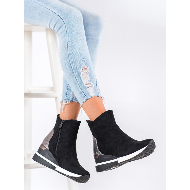 VINCEZA čizme na klin crna 2