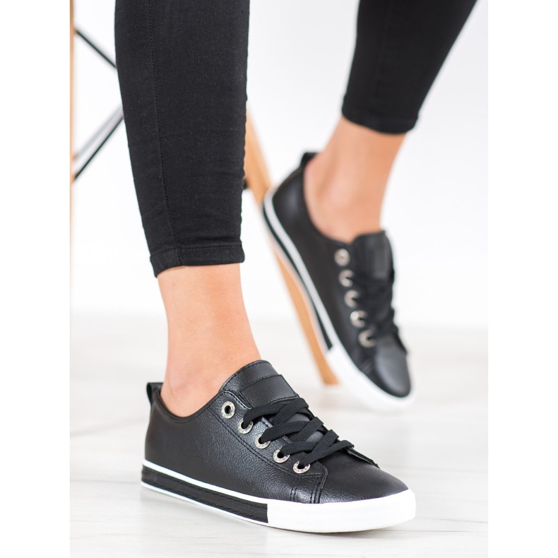 SHELOVET Tenisice od eko kože crno 1