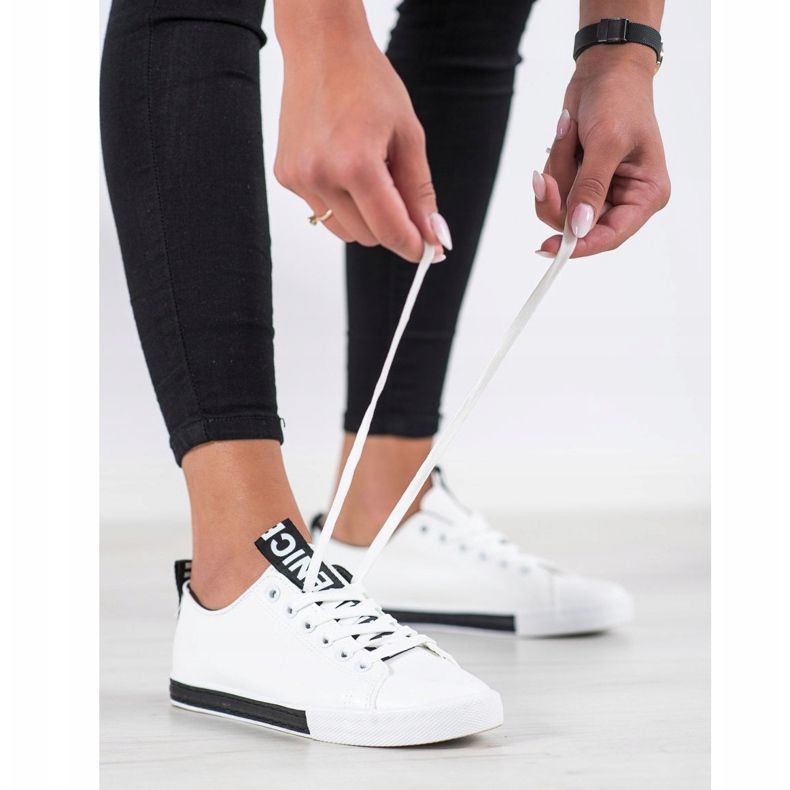 SHELOVET Tenisice od eko kože bijela crna 1