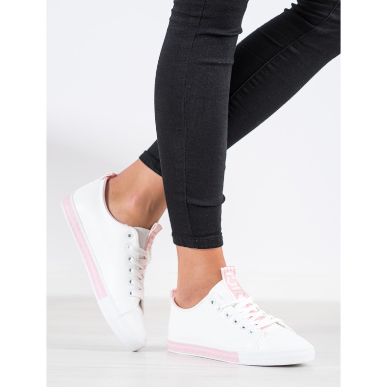SHELOVET Tenisice od eko kože bijela ružičasta 1