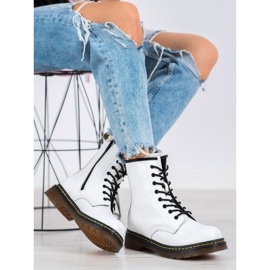 Kožne borbene čizme s MCKEY patentnim zatvaračem bijela crna 1