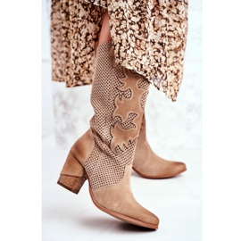 Exquisite Ženske gležnjače na visoku petu Bež kožna ružmarin 1