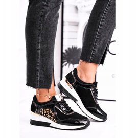 Vinceza Ženske sportske cipele tenisice crna koža 21-7778 crno 1