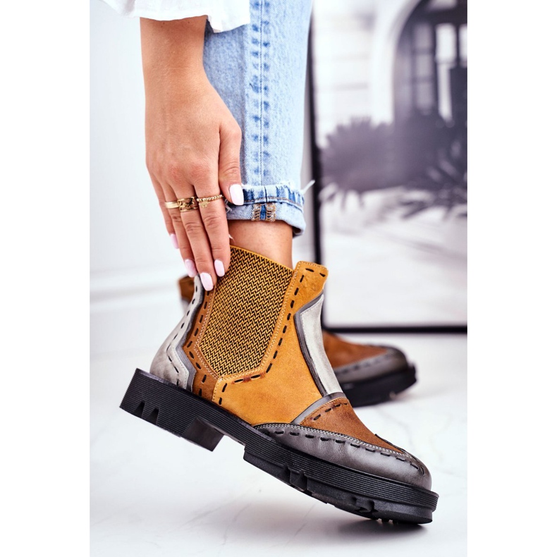 Ženske kožne čizme Jodhpur Maciejka Žuta 04634 višebojan žuta boja 1