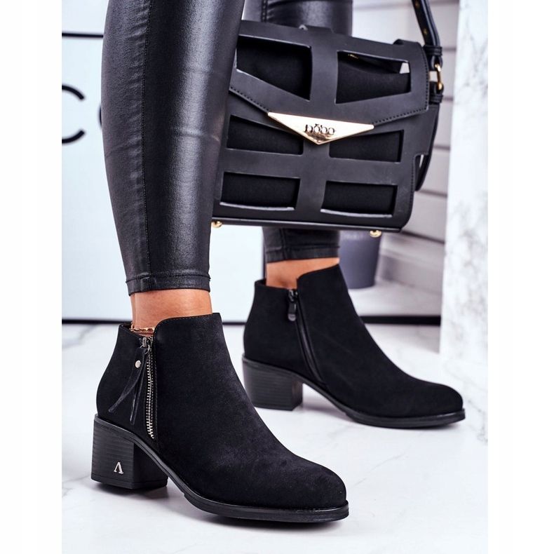 S.Barski Ženske čizme na petu topla crna blanš 1