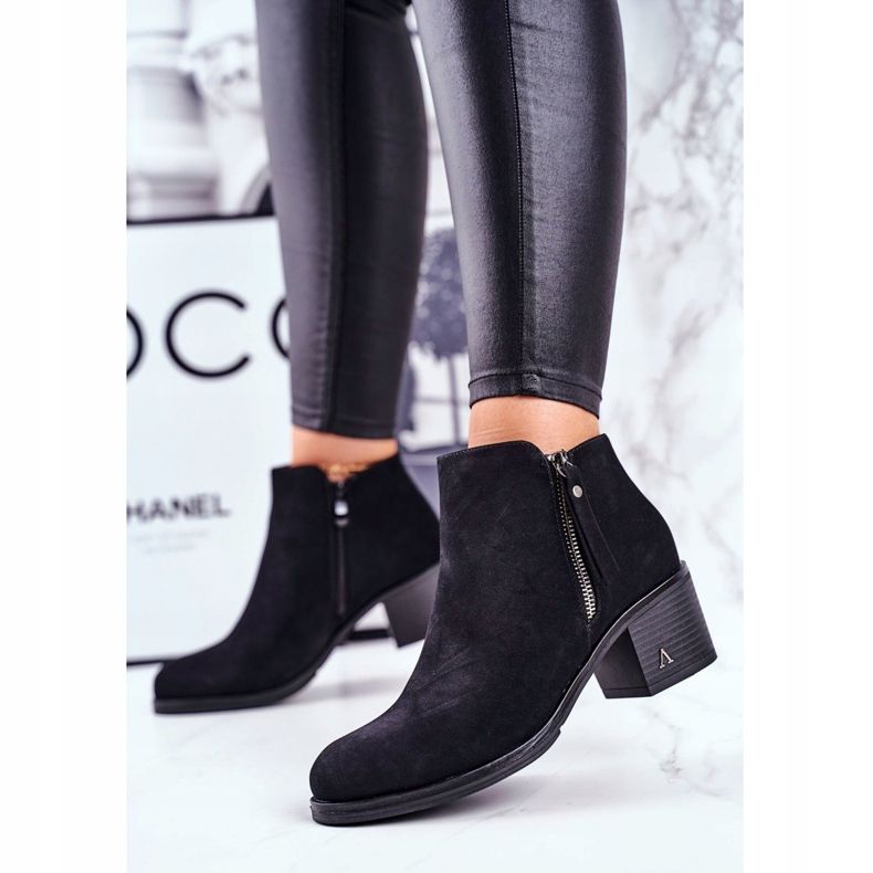 S.Barski Ženske čizme na petu topla crna blanš crno 2