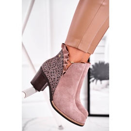 Ženske čizme na petu, kožna opruga Maciejka Bež 04833-04 1