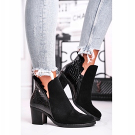 Ženske čizme na petu, kožna opruga Maciejka Crna 04833-01 2