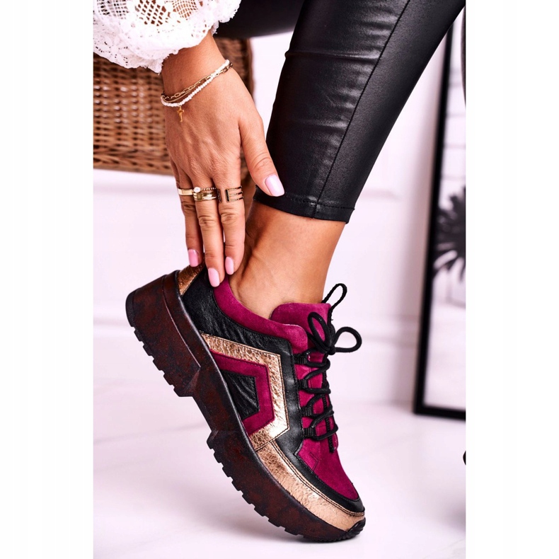 Ženske tenisice Brogues Maciejka Kožna Burgundija 04731-23 crvena raznobojna 1