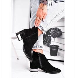 Ženske tople čizme od kože Laura Messi Crna 2207 crno 2