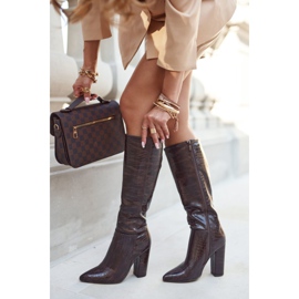 SEA Ženske čizme na petu tople smeđe boje Belvim smeđa 2