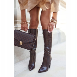 SEA Ženske čizme na petu tople smeđe boje Belvim smeđa 1