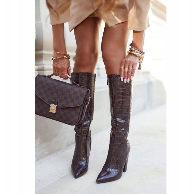 SEA Ženske čizme na petu tople smeđe boje Belvim smeđa 1