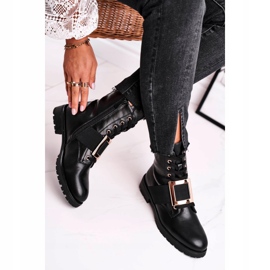 Ženske čizme Happy Su Black sa zlatnom kopčom crno 1