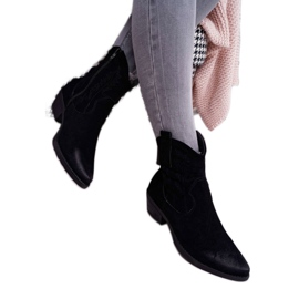 BUGO Ženske kaubojske čizme antilop crne ferders crno 2