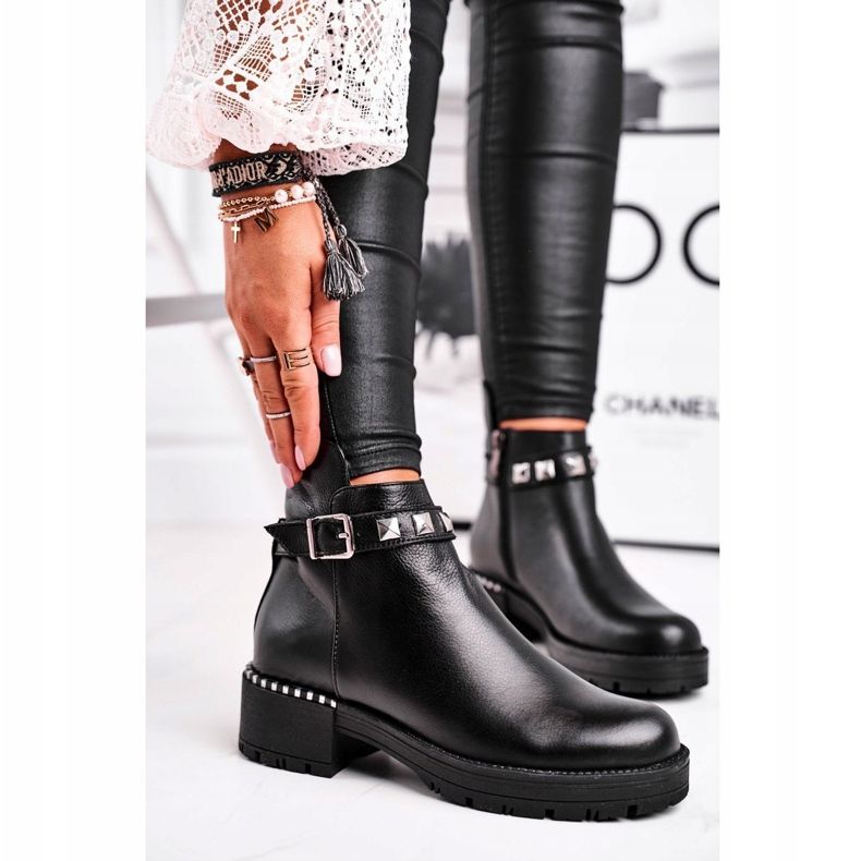 Ženske tople čizme od kože Laura Messi Crna 2055 crno 1