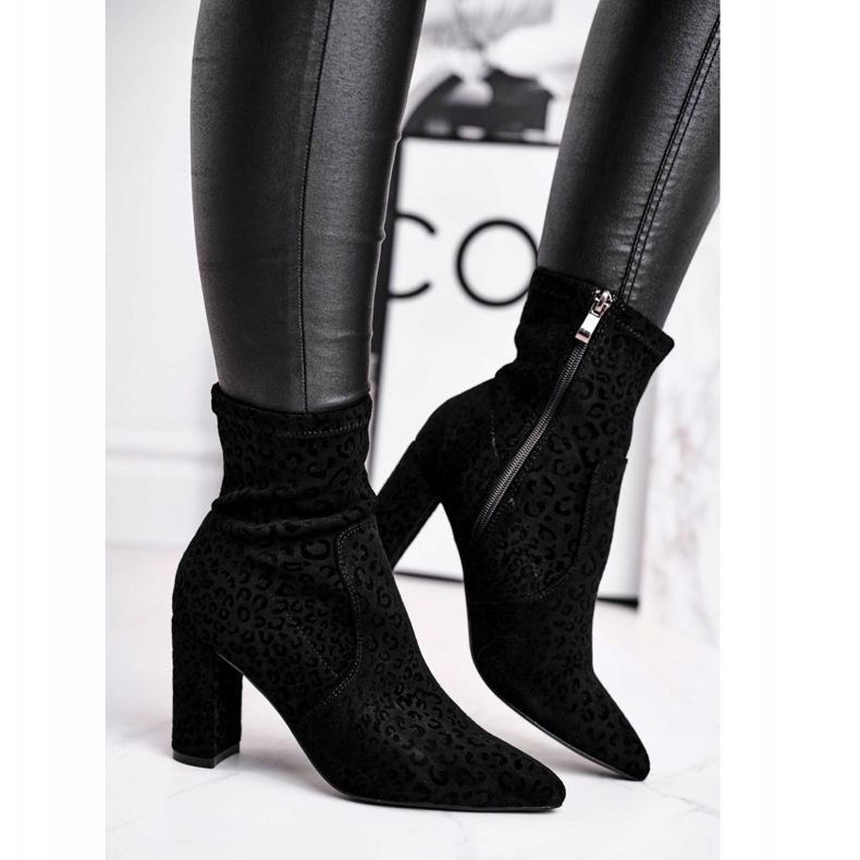 S.Barski Ženske čizme na petu Centki Black Panther crna 2