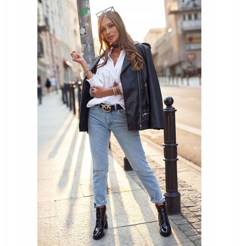 S.Barski Ženske čizme na petu lakirane crne boje Učinite to bolje crna 1