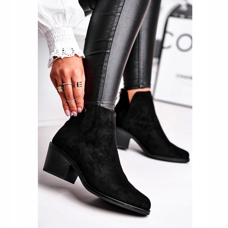 S.Barski Ženske čizme Ravna peta Topla Jesen Crna Mliječna 1