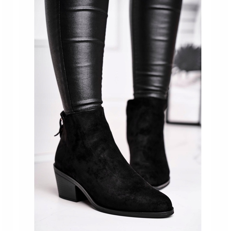 S.Barski Ženske čizme Ravna peta Topla Jesen Crna Mliječna crno 2