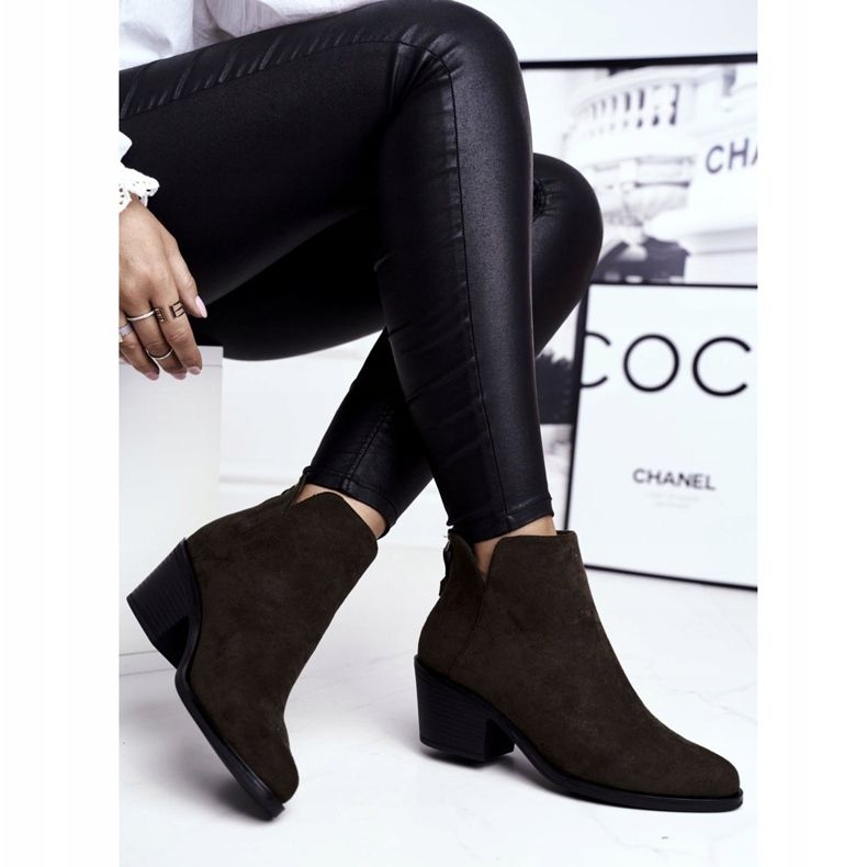 S.Barski Ženske čizme s ravnom petom topla jesen Khaki Milky kaki 2