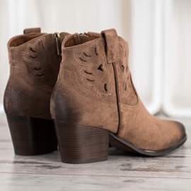 VINCEZA ažurne kaubojske čizme bež 1