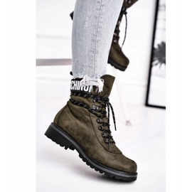 EVE Ženske čizme na ravnu petu s patentnim zatvaračem Green Popsi zelena 1