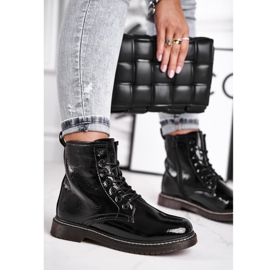 EVE Ženske čizme Lakirane zamke Čizme Crna Marita crno 1