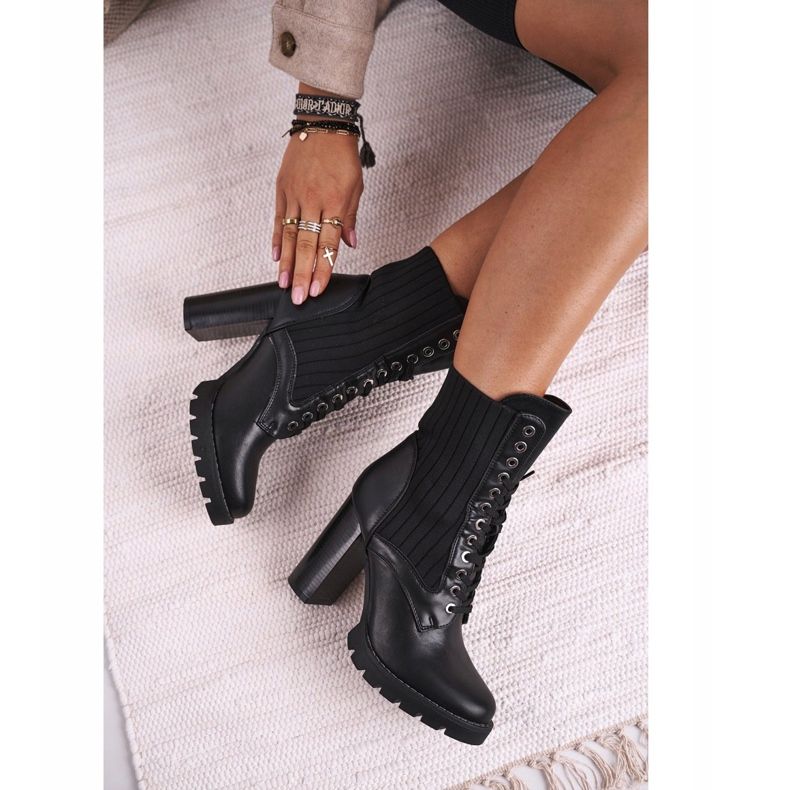 FE1 Ženske čizme na visoku petu crni Erdogan crno 2